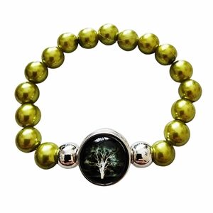 2FOR$30 - Elegant Green Beaded Stretch Bracelet With Interchangeable Charm